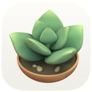 Tend app icon: a green rosette in a terracotta pot on a cream background.